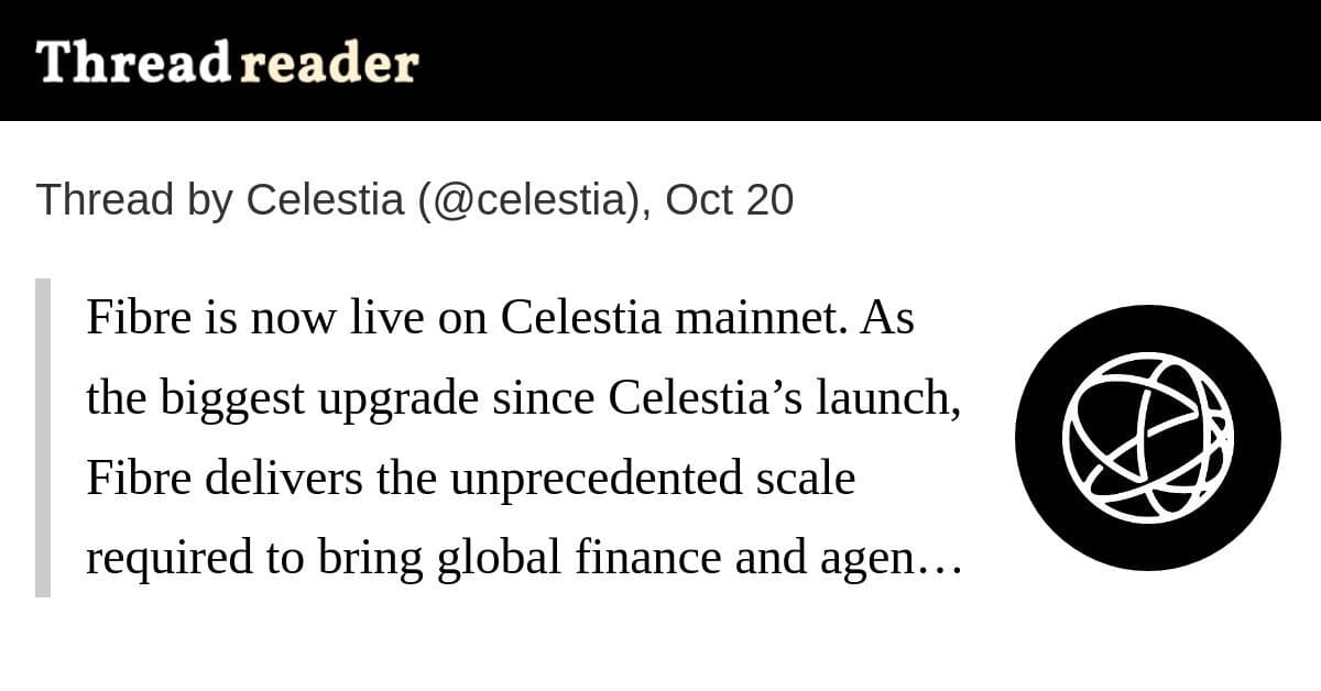 Celestia Fibre entra no ar na mainnet