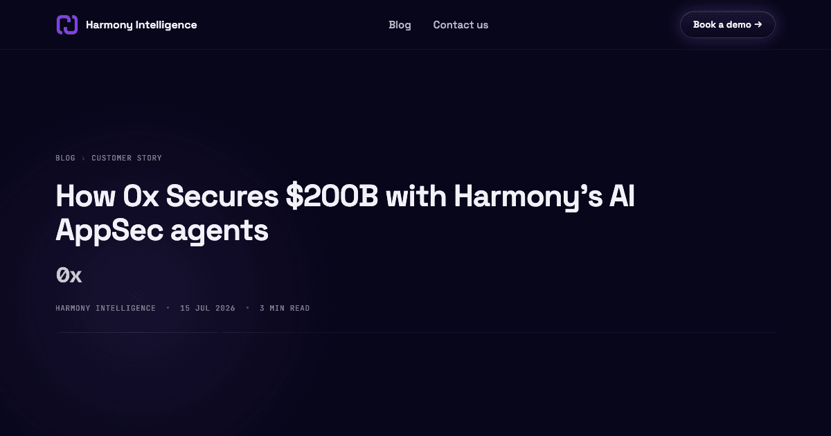 0x protege US$ 200 bilhões com agentes de segurança de aplicações Harmony orientados por IA