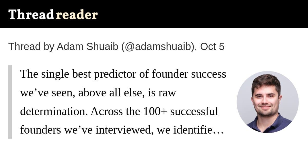 A determinação inabalável é o maior preditor de sucesso para fundadores de startups, superando todos os outros fatores