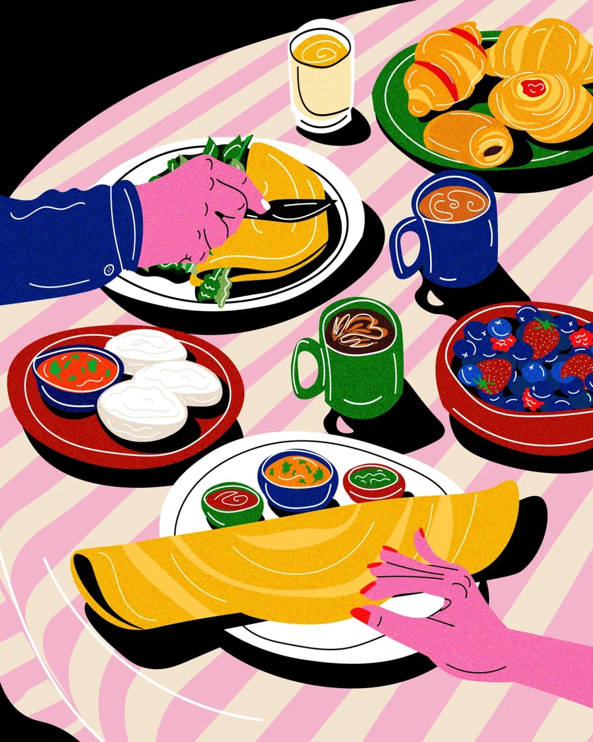 A ilustradora Azra Hirji transforma a mesa da família em um arquivo de comida, migração e memória