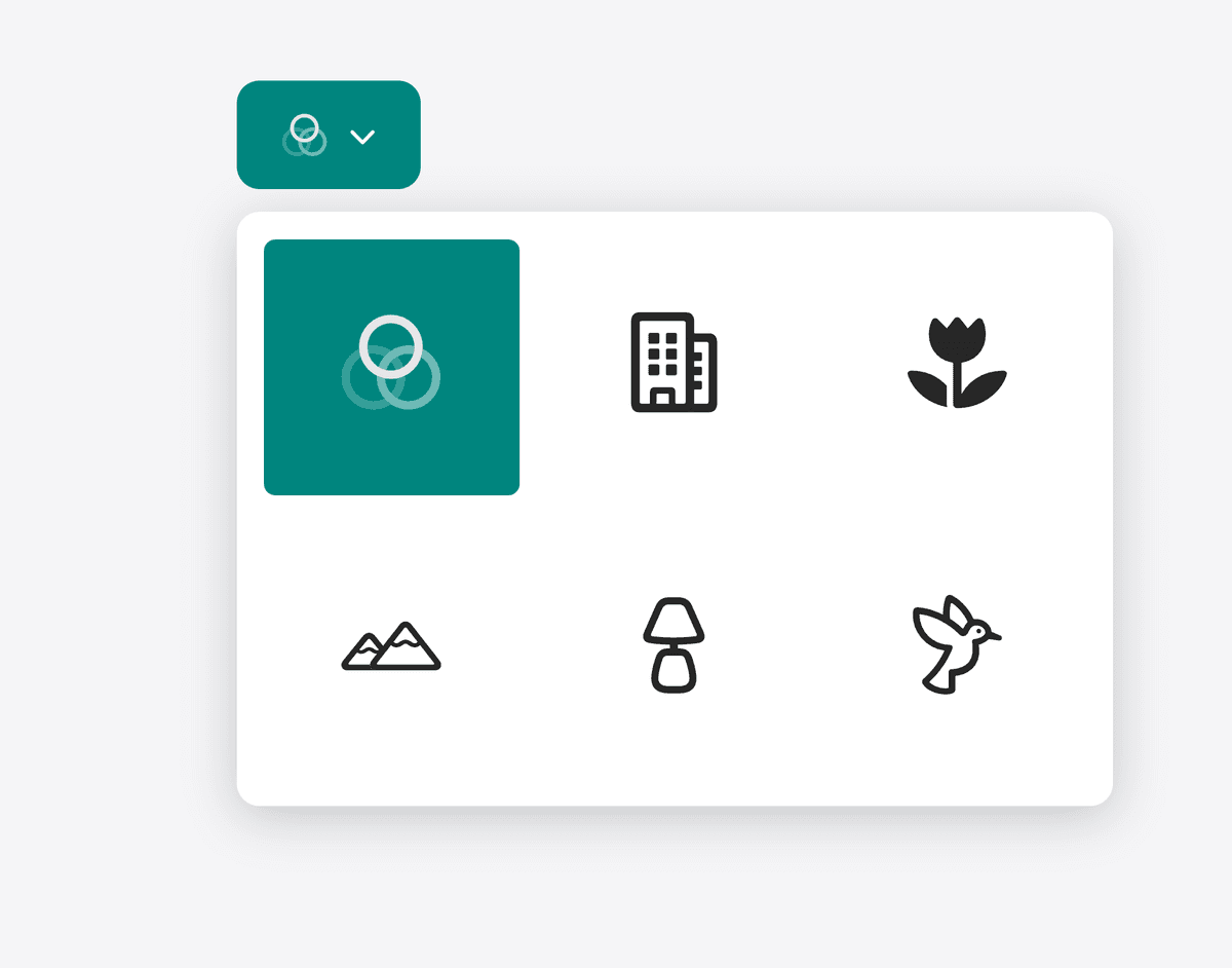 customizable select of categories for photo gallery with no labels