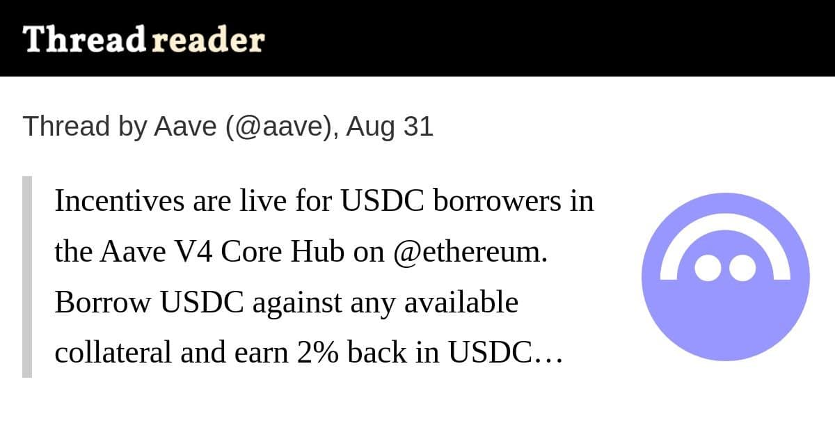Aave V4 ativa incentivos para empréstimos de USDC na Ethereum