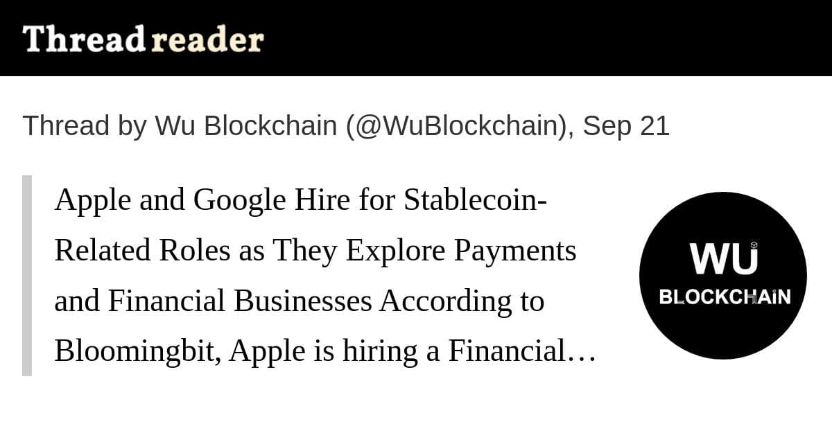 Apple e Google contratam para funções relacionadas a stablecoin, sinalizando interesse no setor