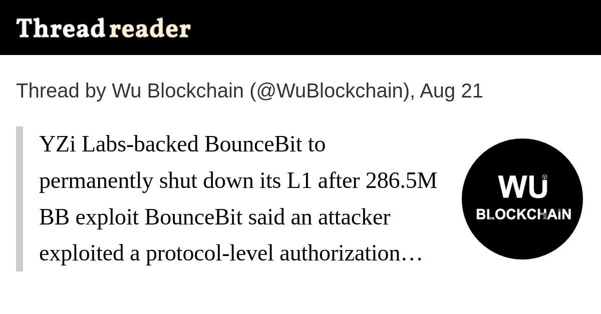BounceBit desativa permanentemente seu L1 após exploit de 286,5 milhões de tokens BB