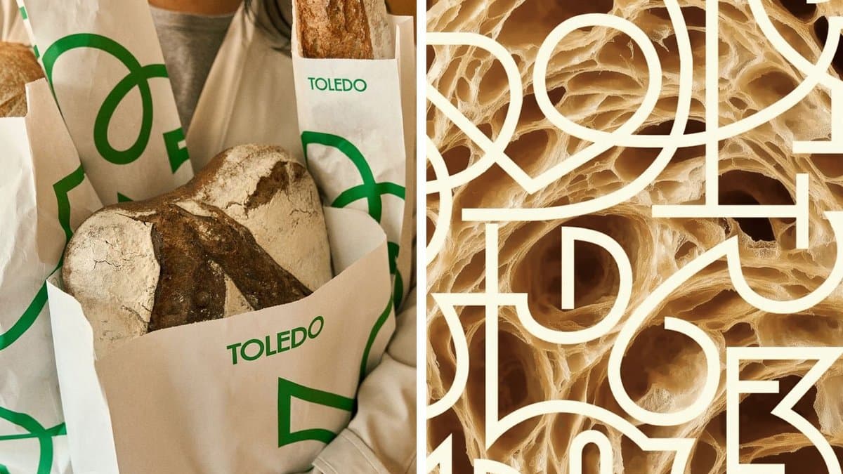 Branding inteligente de padaria se inspira em bolhas de ar irregulares da massa