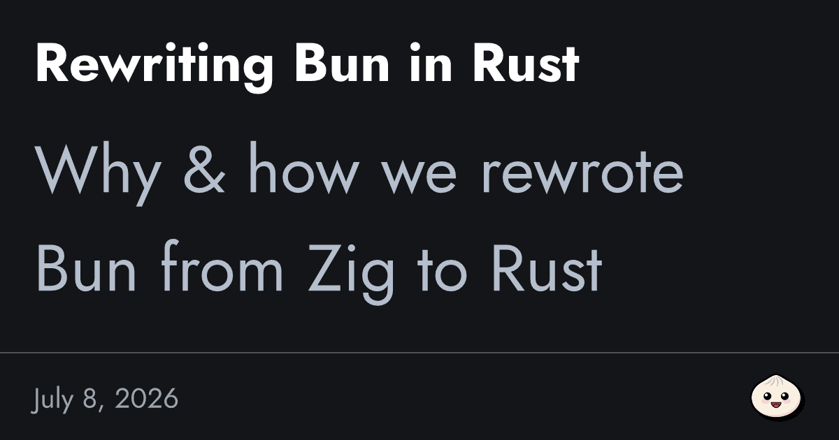 Bun reimplementa partes do seu runtime em Rust, mantendo Zig para bindings específicos
