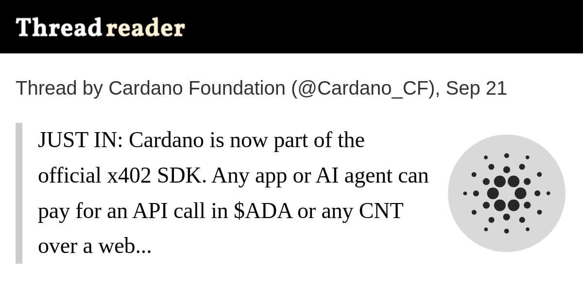 Cardano é a primeira rede não-EVM a integrar o SDK x402 da Coinbase