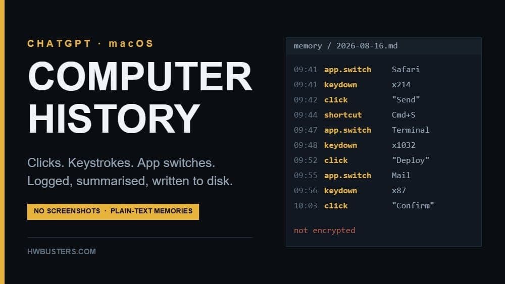 ChatGPT: Histórico do computador registra cada clique e tecla digitada no seu Mac