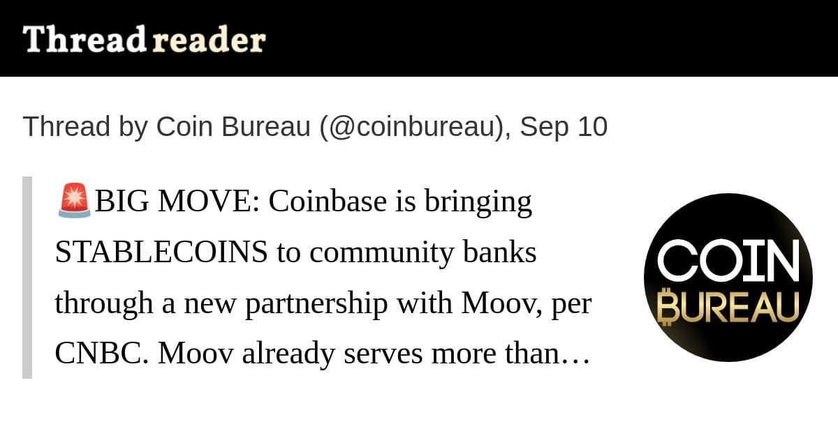 Coinbase e Moov unem forças para levar stablecoins a mais de mil bancos comunitários nos EUA