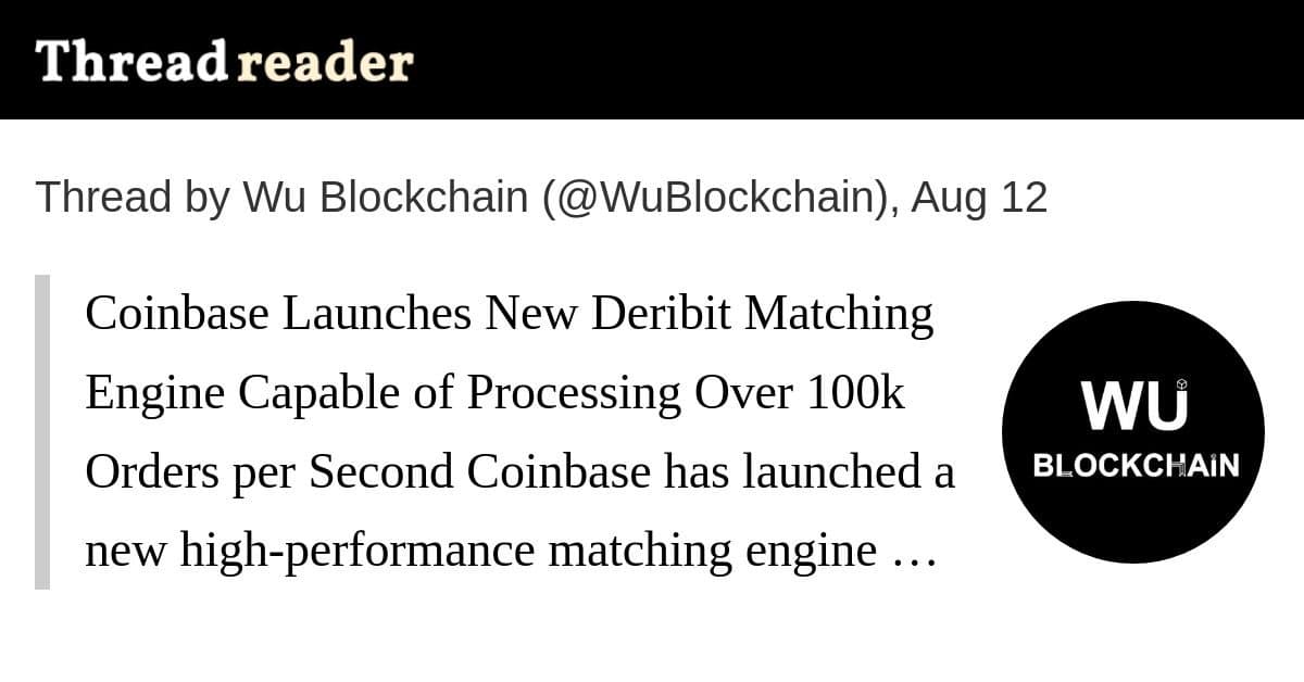 Coinbase implementa nova engine de matching na Deribit para alta performance