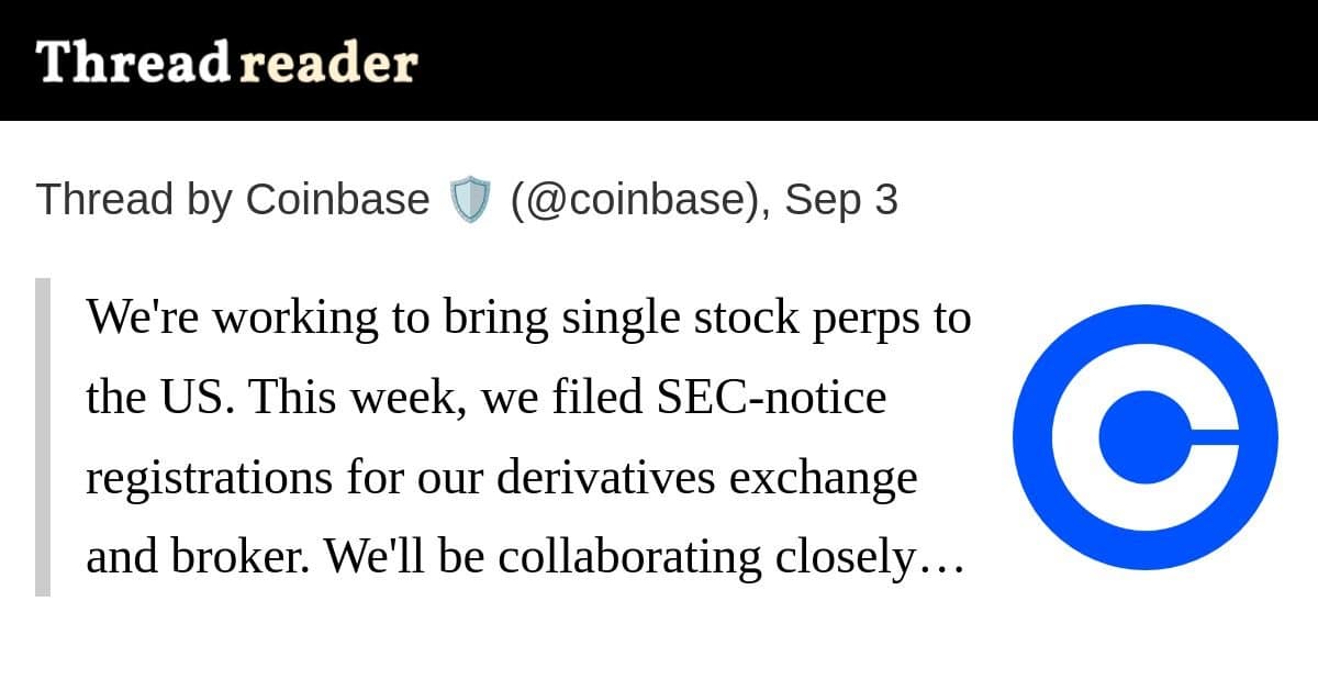 Coinbase Inicia Registro na SEC e CFTC para Futuros Perpétuos de Ações