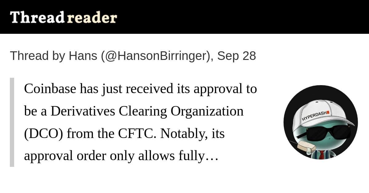 Coinbase recebe aprovação da CFTC para atuar como Derivatives Clearing Organization (DCO)