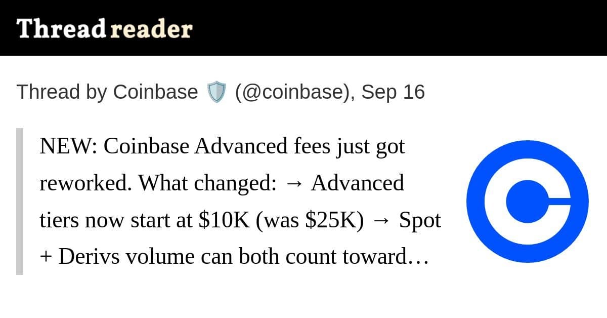 Coinbase reestrutura taxas da camada Advanced, ampliando elegibilidade para usuários