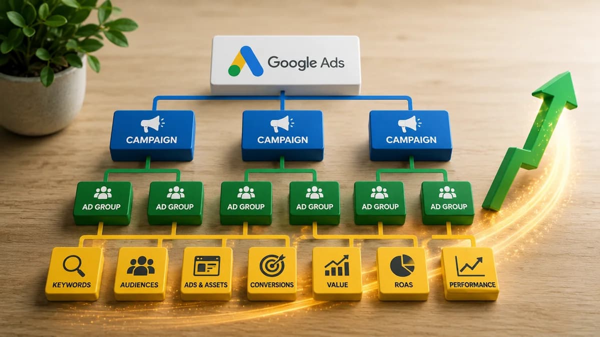 Como a estrutura de campanhas no Google Ads dita o seu ROI