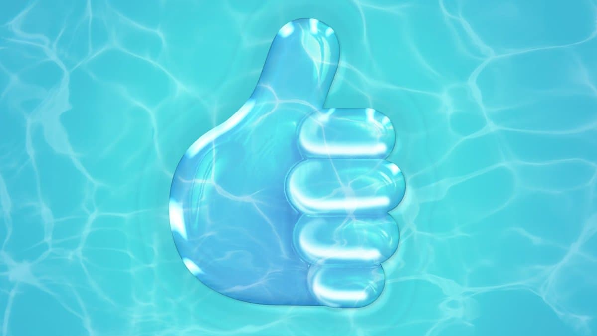 Illustration of a thumbs up emoji made out of water.