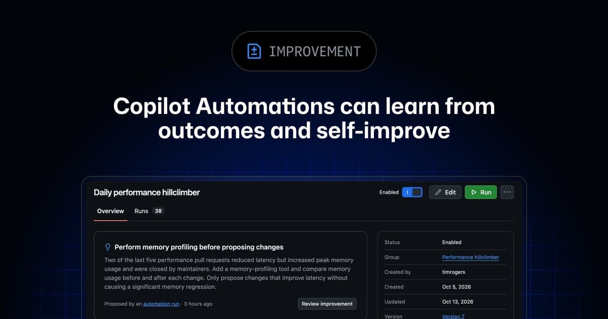 Copilot Automations agora aprende com resultados e se aprimora sozinho