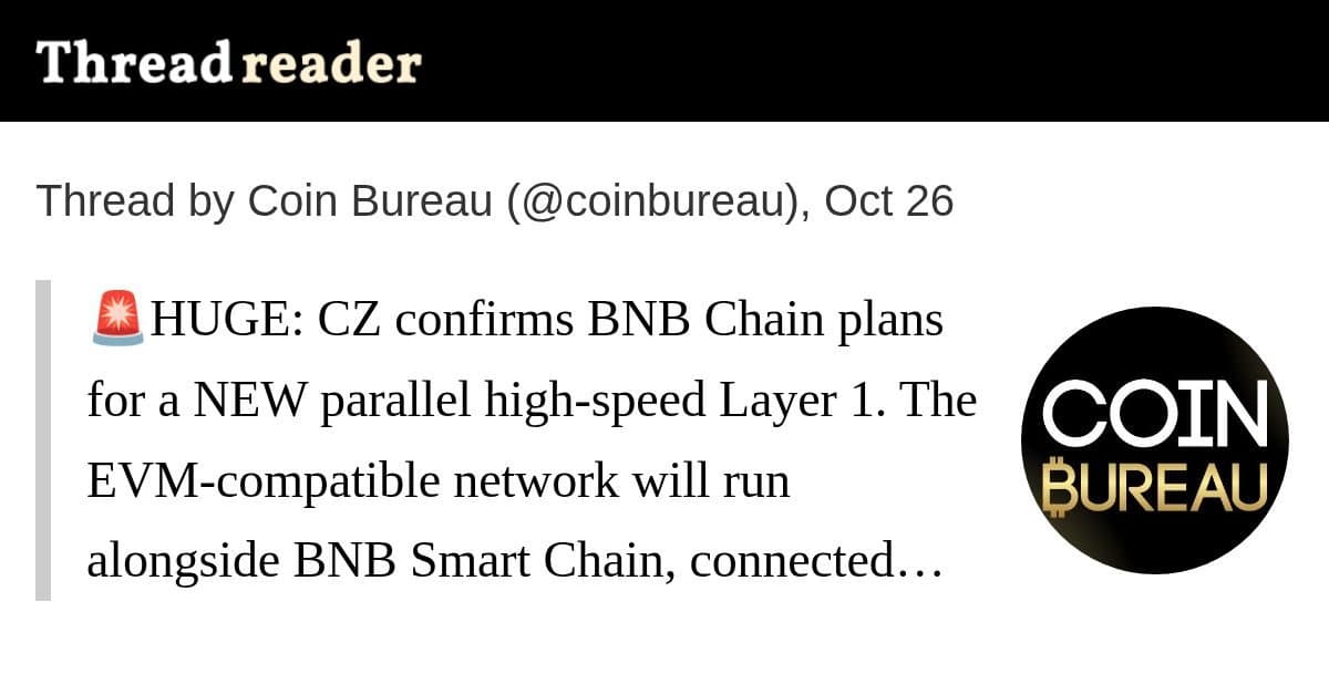 CZ confirma nova L1 paralela de alta velocidade na BNB Chain