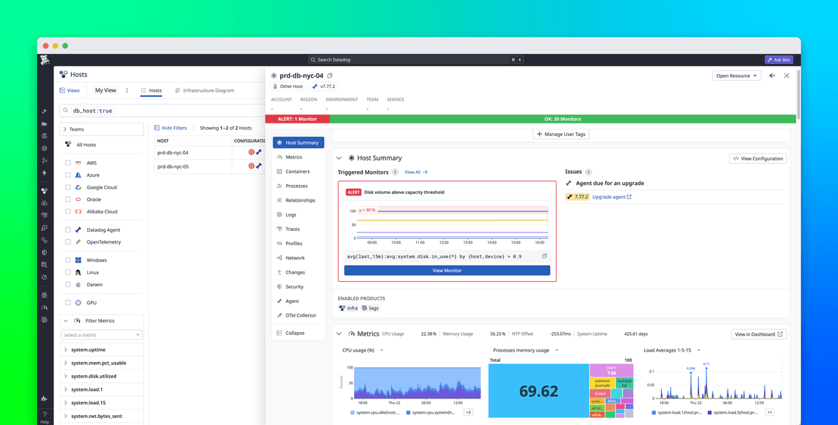 Datadog apresenta o Infrastructure Basic para ajustar a profundidade do monitoramento à necessidade de cada workload