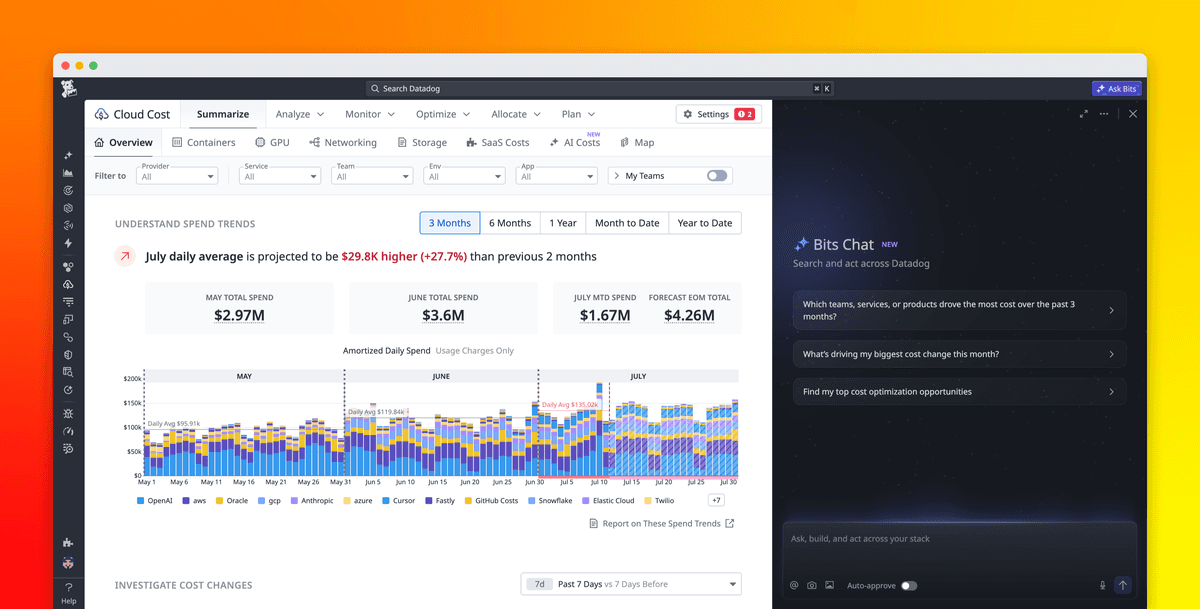 Datadog lança skill para gestão de custos em nuvem no Bits Chat