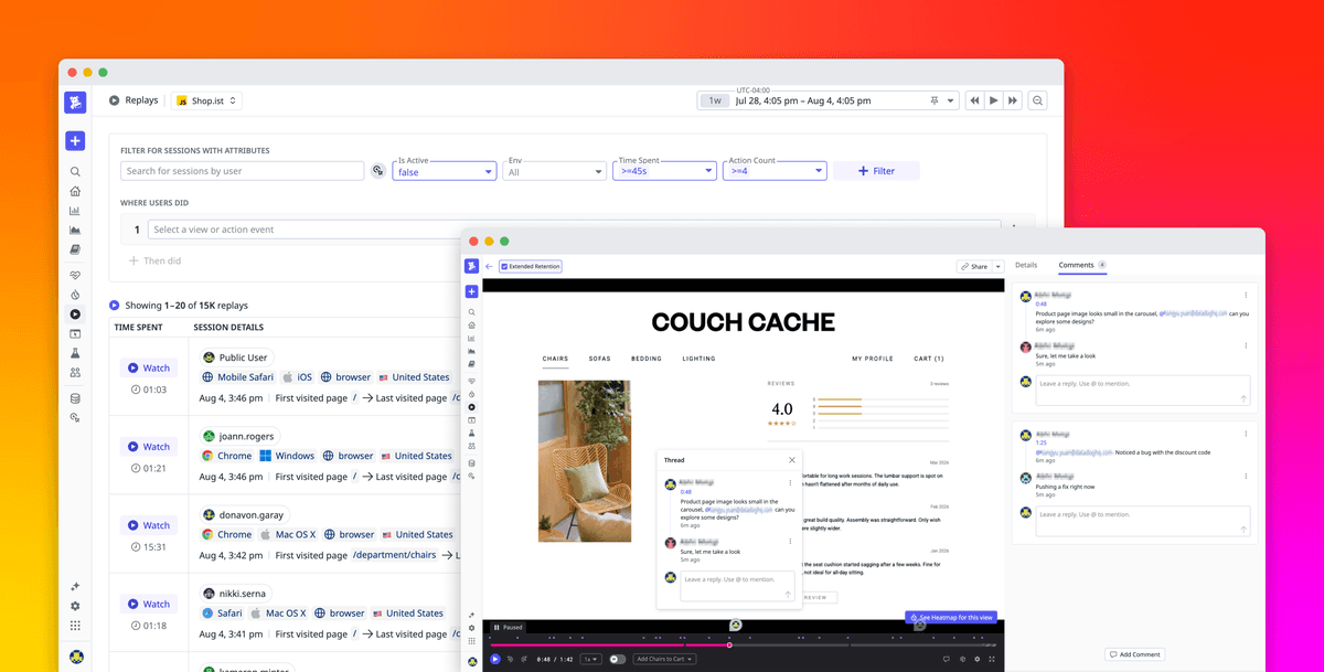 Datadog Session Replay: localize, analise e colabore em sessões de usuários
