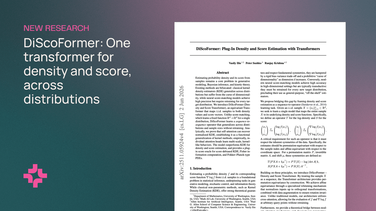 DiScoFormer: Um único transformer para densidade e score entre distribuições