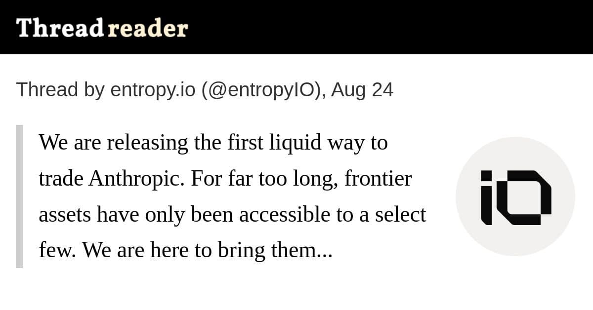 EntropyIO lança mercados líquidos para exposição a empresas privadas com Anthropic no Hyperliquid