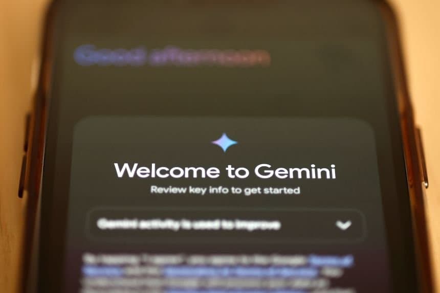 In this photo illustration, Gemini Ai is seen on a phone on March 18, 2024 in New York City.