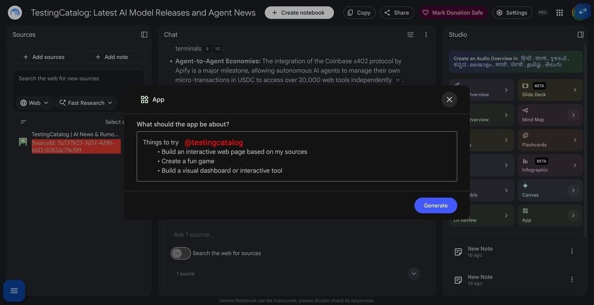 Google trabalha em Apps interativos para o Gemini Notebook