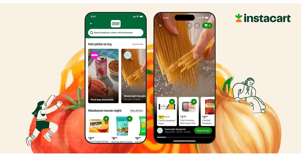 Instacart testa novo feed de vídeo vertical comprável para anunciantes