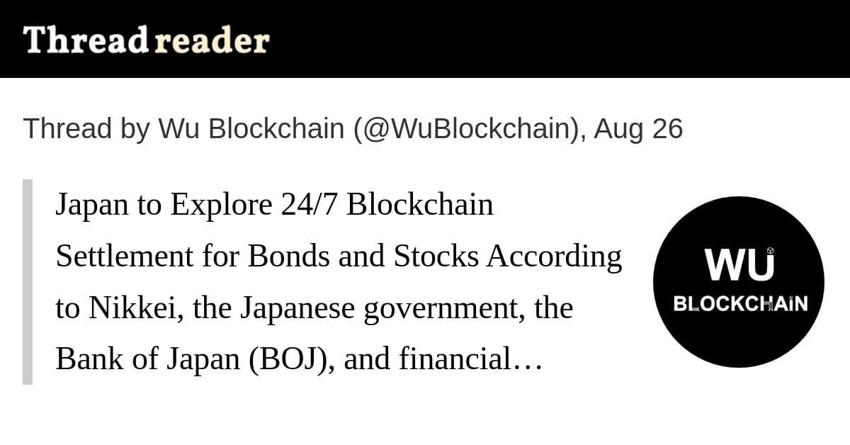Japão explora liquidação 24 horas por dia, 7 dias por semana, via blockchain para títulos públicos e ações