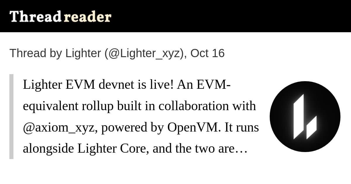 Lighter Lança Devnet EVM com OpenVM e Axiom para Solução de Camada 2 Unificada