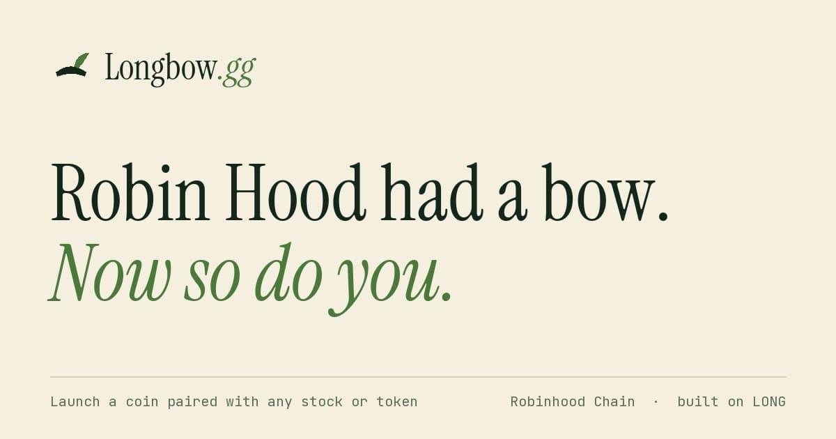 Longbow lança ferramenta de criação de tokens na Robinhood Chain