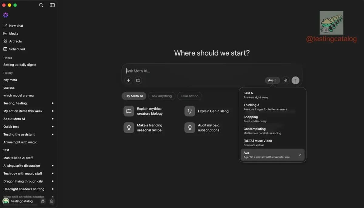 Meta avança com superaplicativo Muse e modelo Ava com controle computacional
