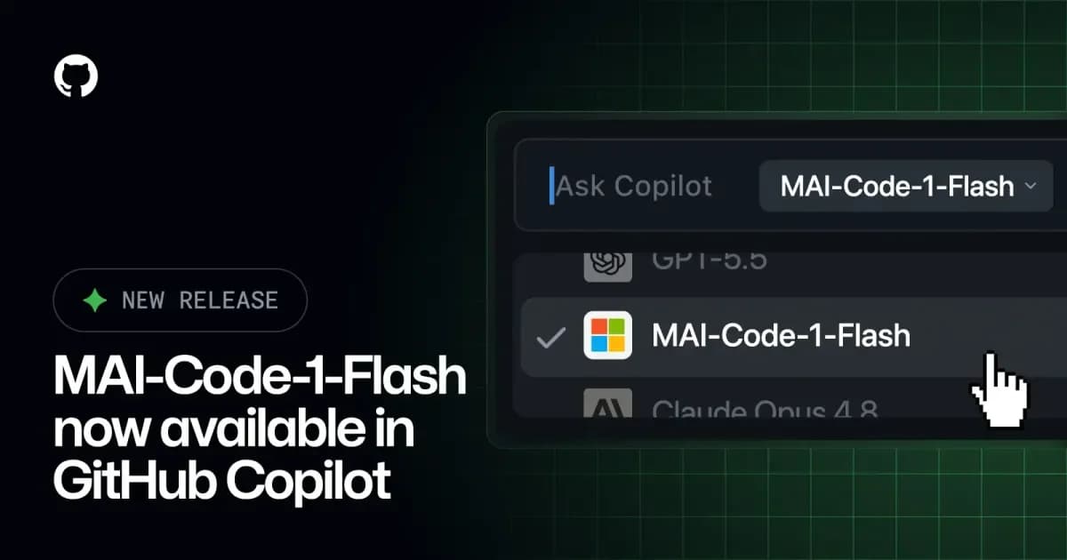Microsoft lança o modelo MAI-Code-1-Flash no GitHub Copilot