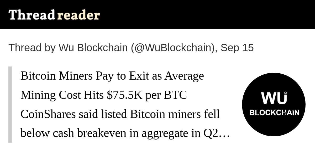 Mineradoras de Bitcoin pagam para sair enquanto custo médio de mining atinge US$ 75.500 por BTC