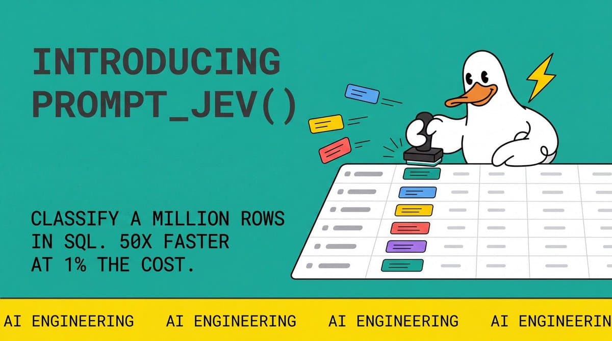 MotherDuck integra Jev ao SQL para classificação de texto e scoring em escala analítica
