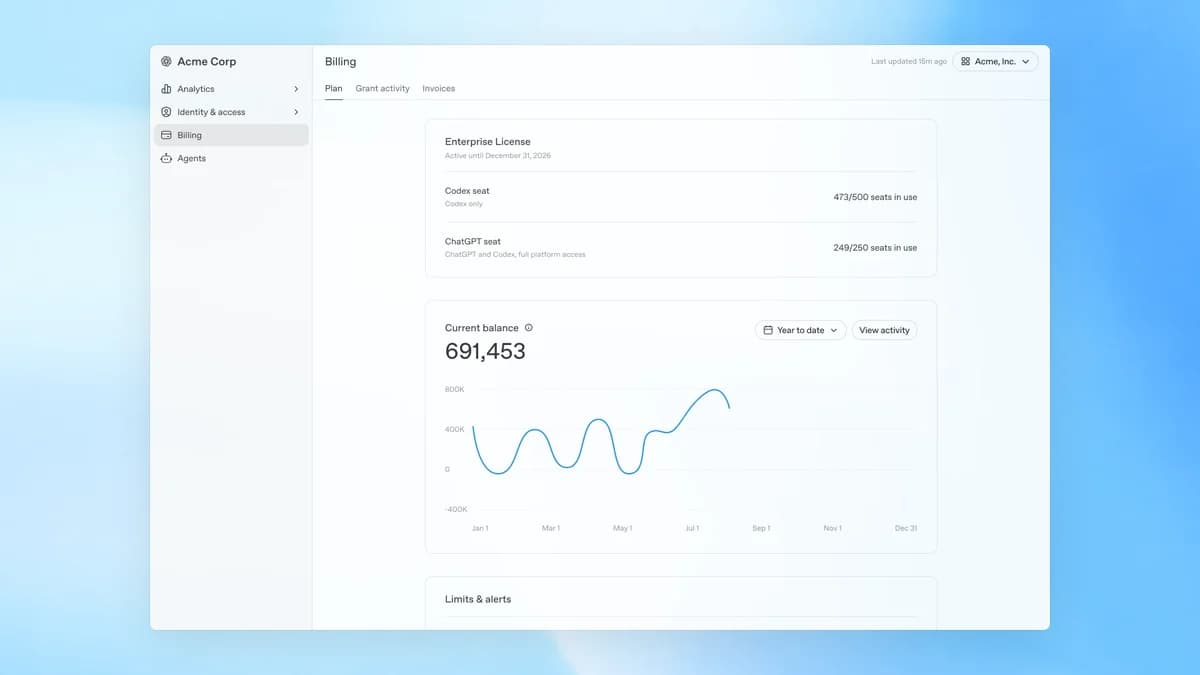 Billing tab and overall plan view in the global admin console