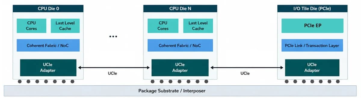 PCIe sobre UCIe permite tráfego entre chiplets, mas exige sincronia de estados