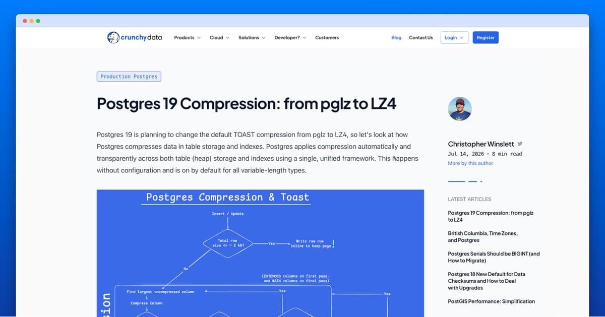 Postgres 19: Migração da Compressão pglz para LZ4