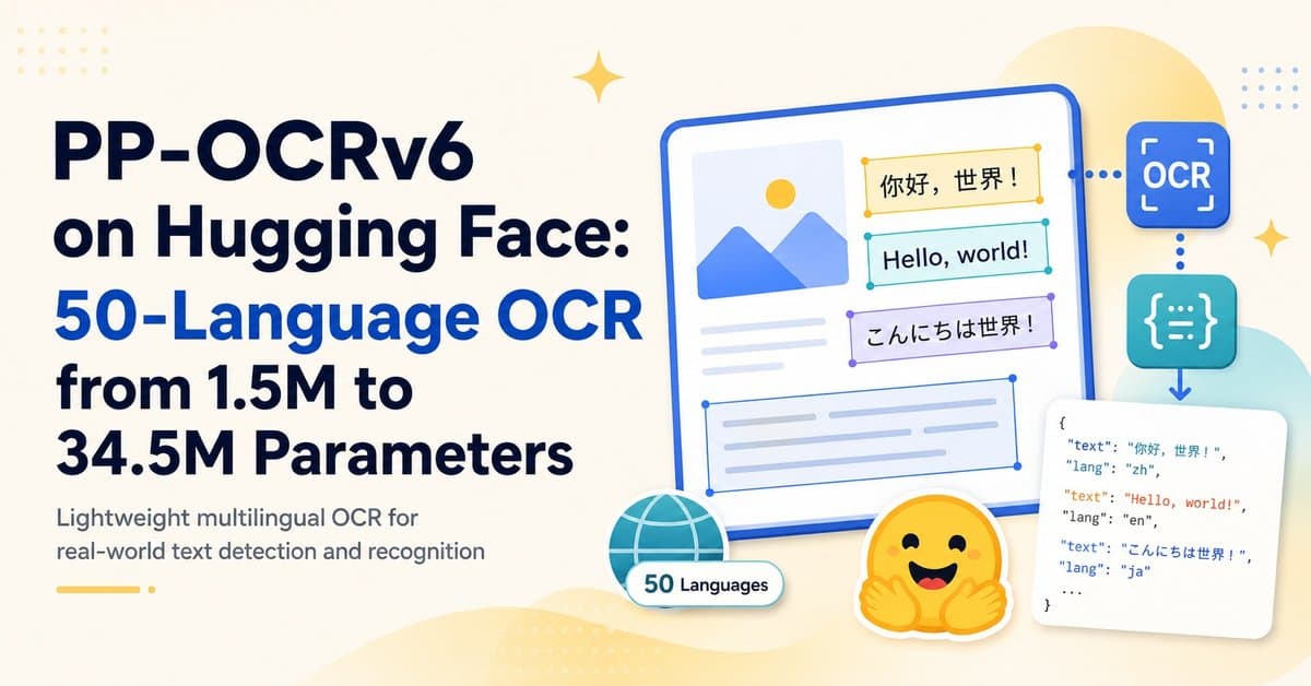 PP-OCRv6 chega ao Hugging Face: OCR em 50 idiomas com modelos de 1,5M a 34,5M de parâmetros