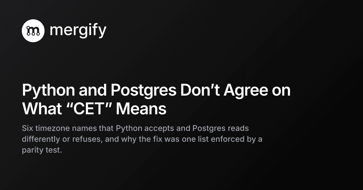 Python e Postgres não concordam sobre o que significa "CET"