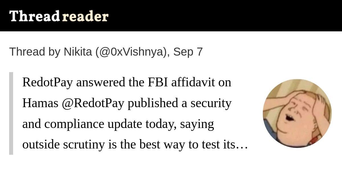 RedotPay publica resposta após menção em relatório do FBI sobre o Hamas