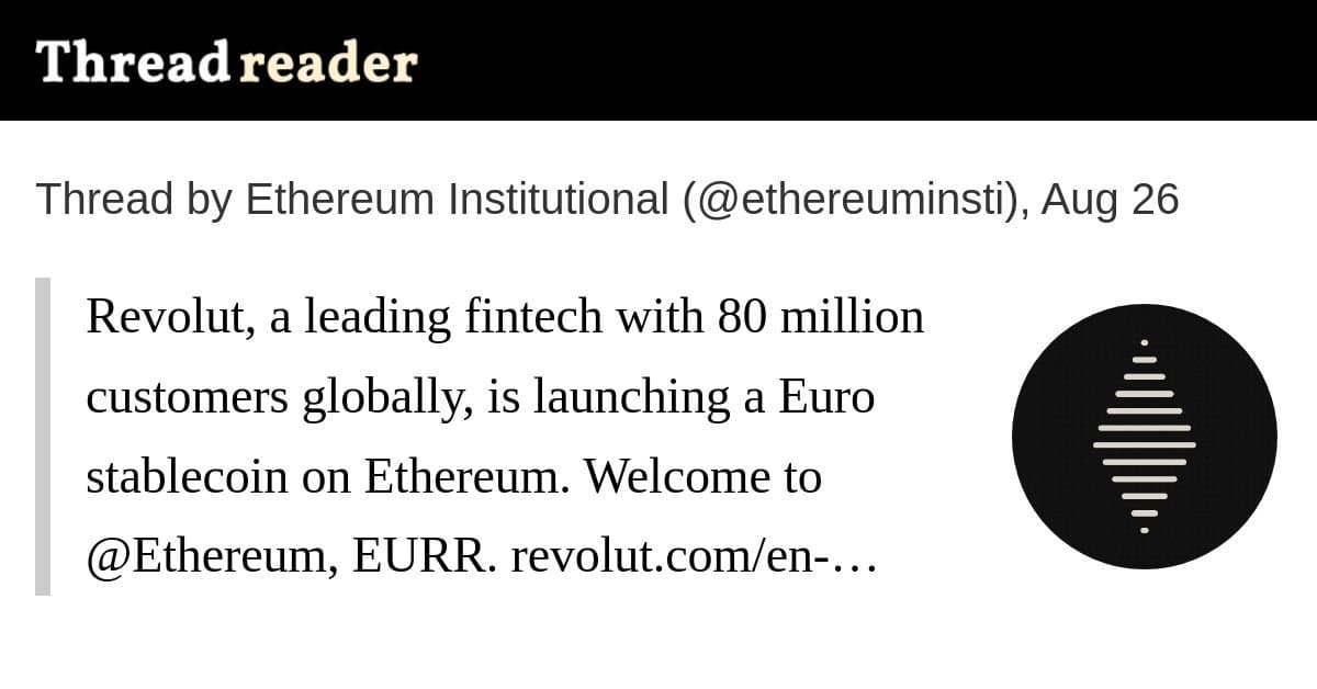 Revolut lança stablecoin EURR no Ethereum visando o Espaço Econômico Europeu