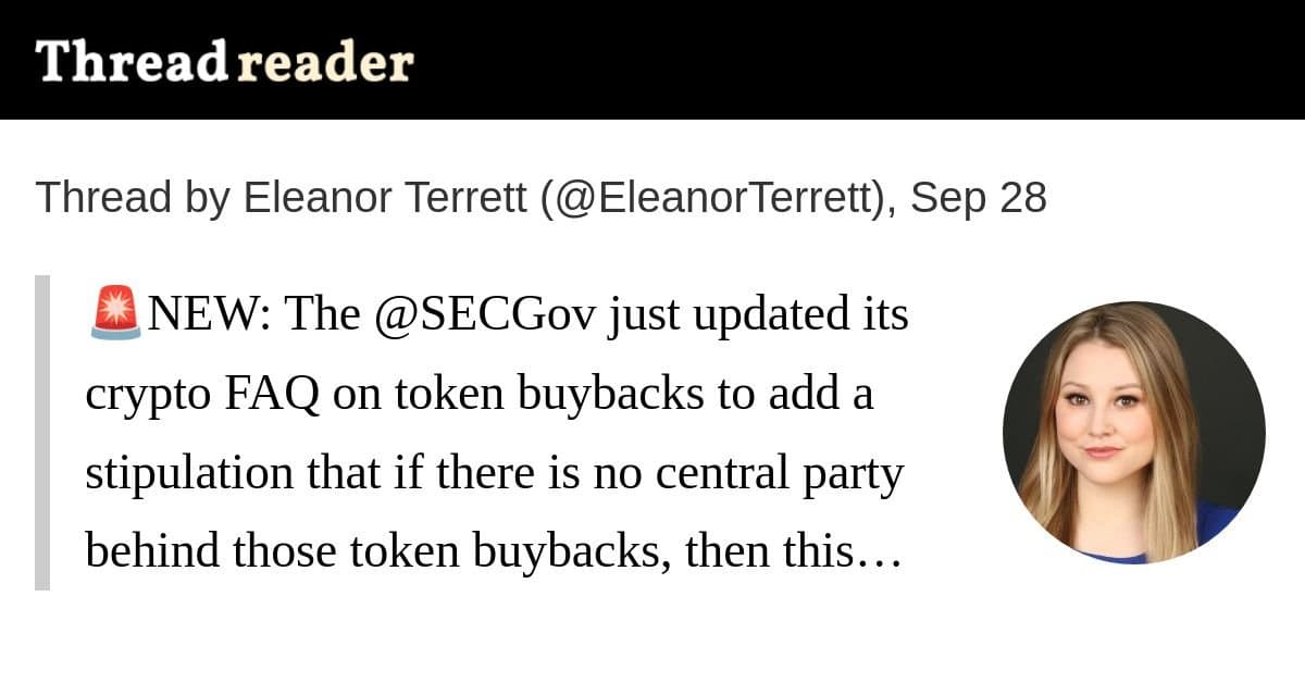 SEC Esclarece que Recompra Descentralizada de Tokens Não é Contrato de Investimento