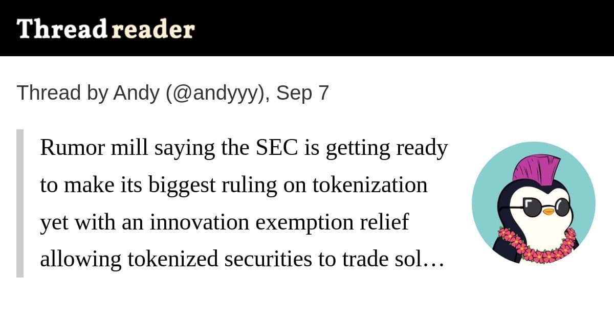 SEC estaria preparando isenção de inovação para tokenização