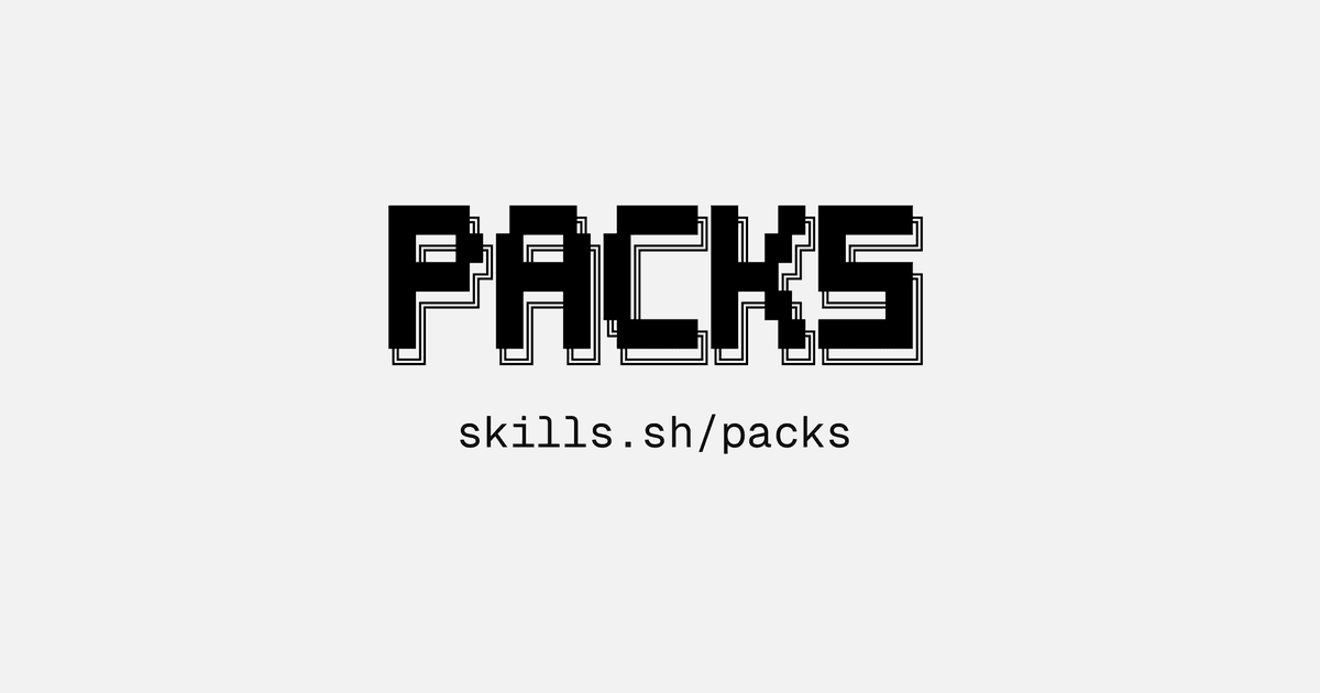 Skill packs agora disponíveis no skills.sh, permitindo padronização de habilidades de agentes em equipes