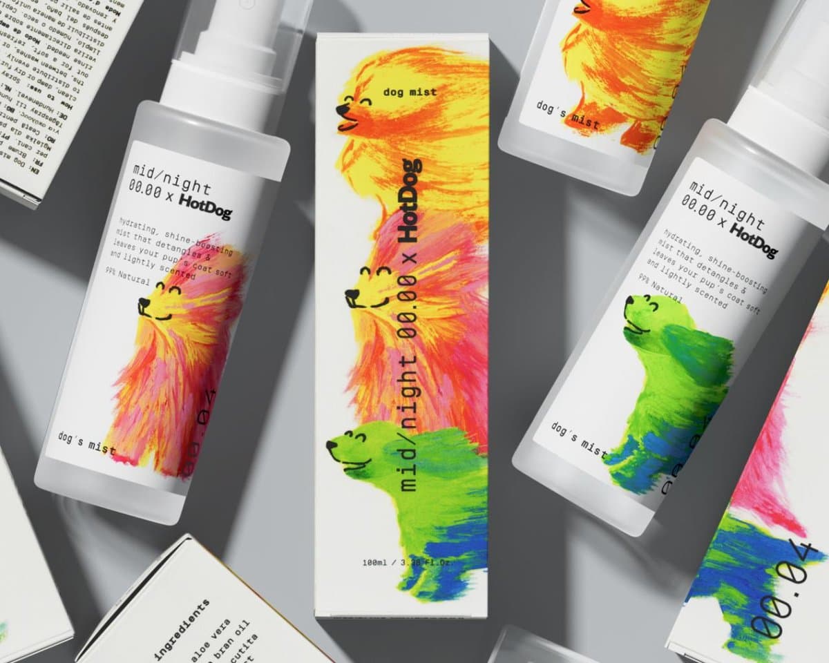 SMLXL une minimalismo e energia canina em embalagem para colaboração de cosméticos