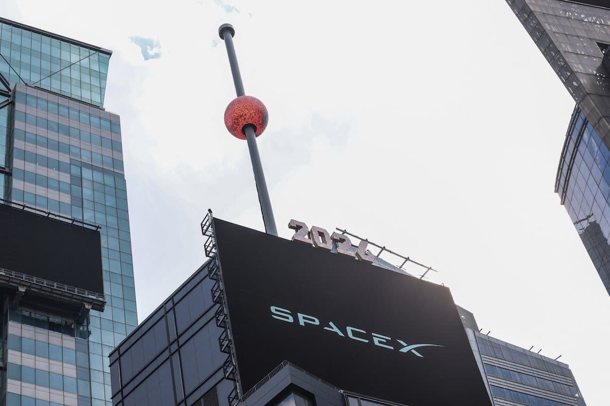 SpaceX's initial public offering (IPO) at the Nasdaq MarketSite in New York City