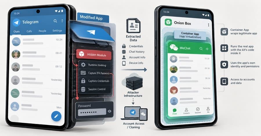 Spyware uCreator para Android rouba senhas 2FA do Telegram e clona contas do WeChat