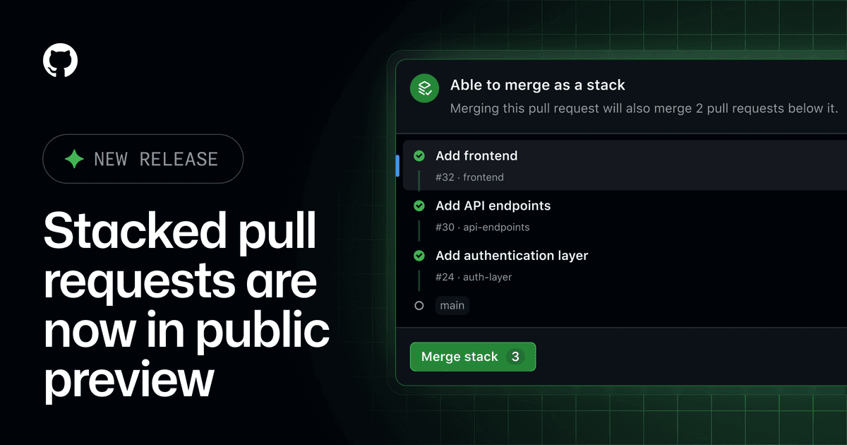 Stacked Pull Requests chegam em public preview ao GitHub